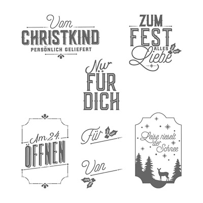 Weihnachtliche Etiketten Clear-Mount Stamp Set (German)