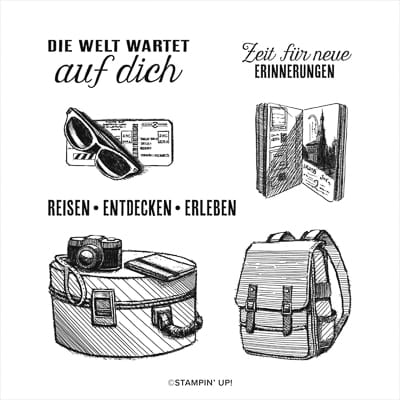 Stempelset Ablösbar Auf Reisen (Deutsch)